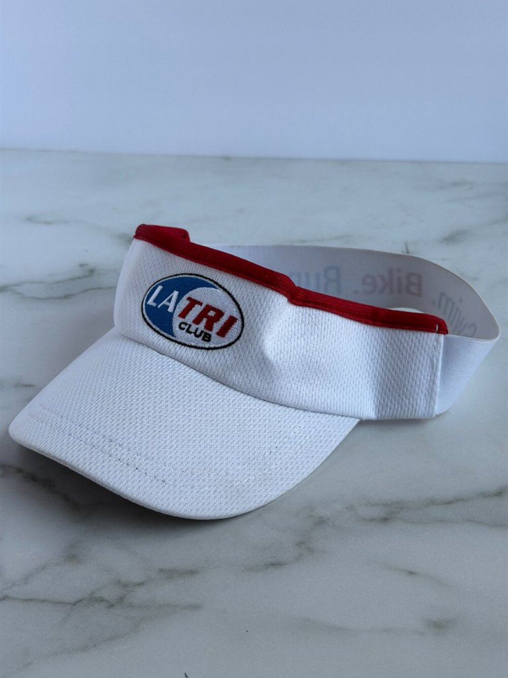 LA Tri Club Headsweats Performance Visor White Red Triathlon